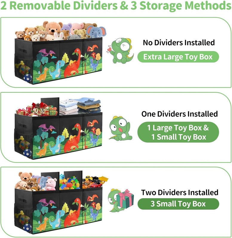 Extra Large Kids Toy Box Foldable Dinosaur Storage Bin Organizer Black2
