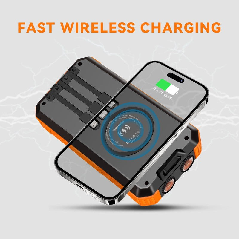 49800mAh Solar Power Bank – Portable Charger with 3 Cables, Wireless & Flashligh4