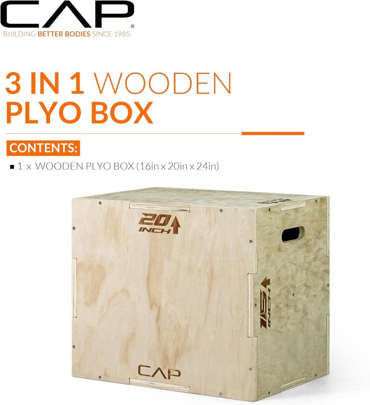 3-In-1 Plyometric Wood Box 24in x 20in x 16 in1