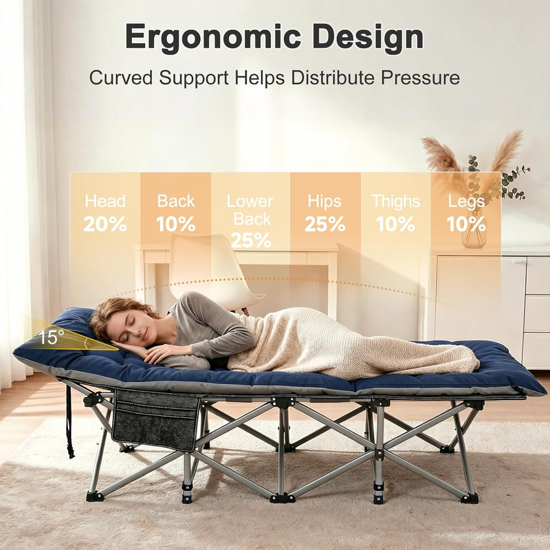 Camping Cot 28" Extra Wide Heavy Duty 1200D Oxford Folding Bed w/ Mat Carry Bag6