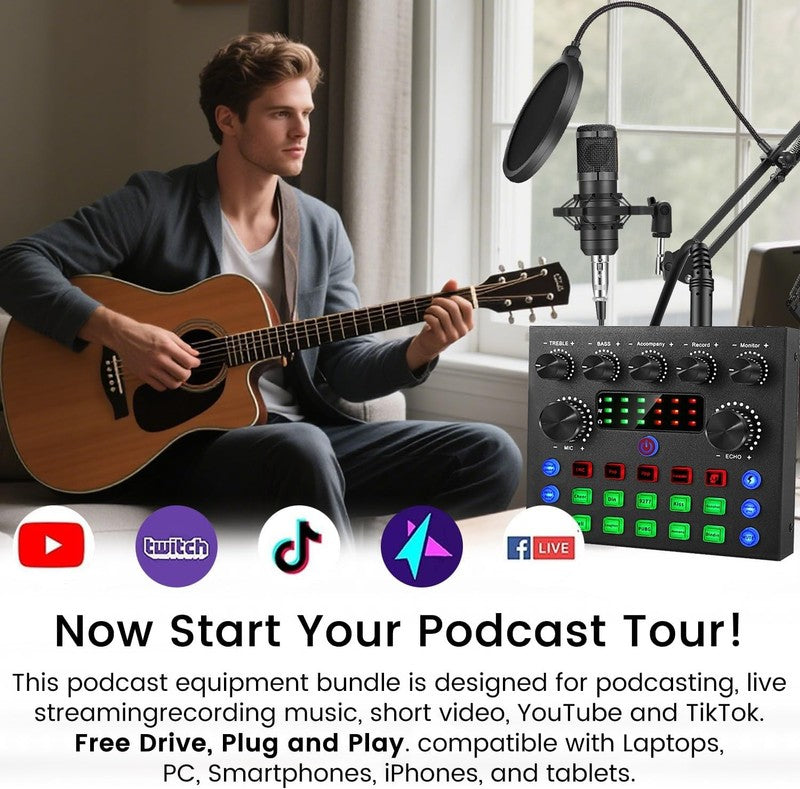 Podcast Equipment Bundle Mic & Voice Changer Audio Interface for Streaming4