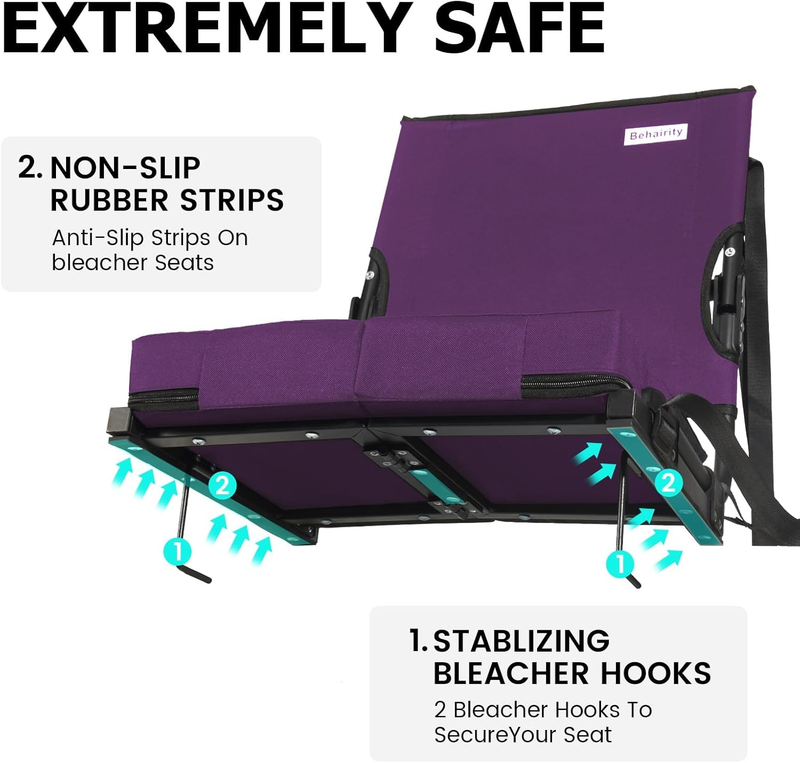 Portable Stadium Seat w/ Back Support Wide Thick Cushion Folding Chair4