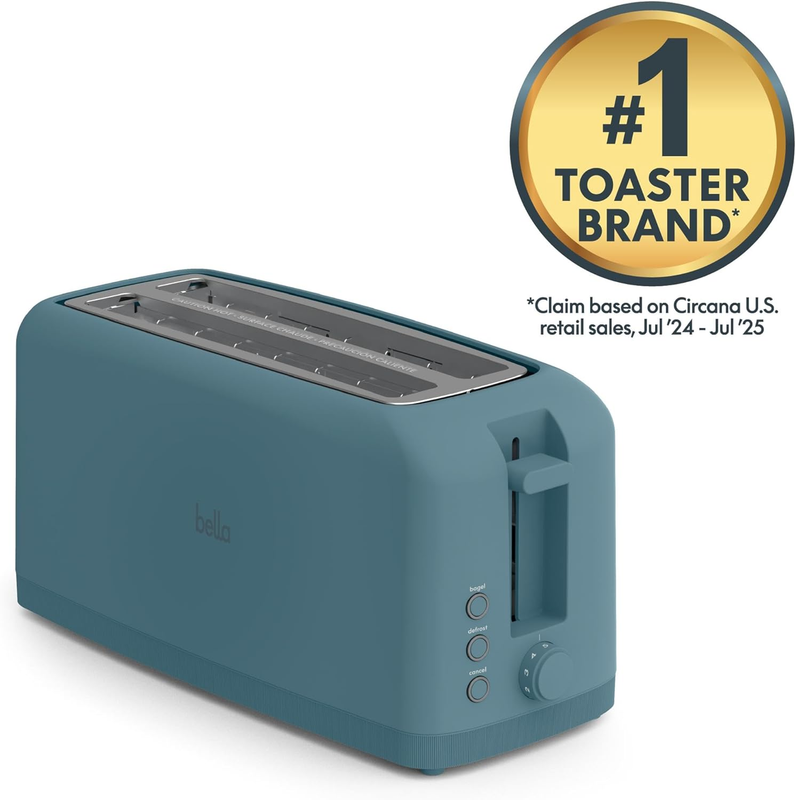 4 Slice Slim Toaster Long Slot 6 Shade Settings 900W Surf3