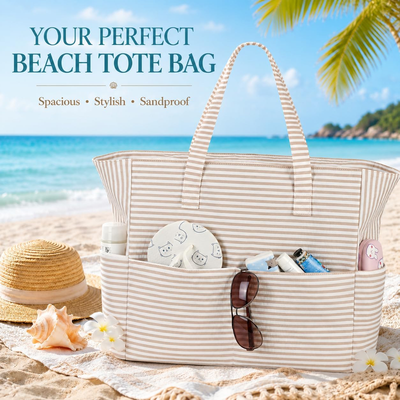 Large Waterproof Beach Tote Sandproof Pool Bag Travel Gym Grocery7