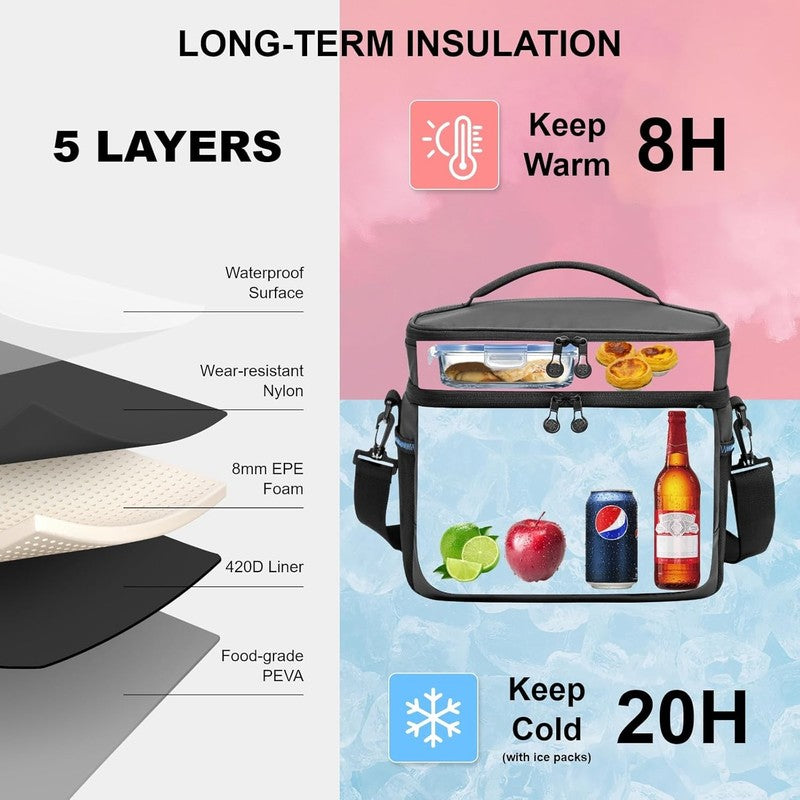 Small Cooler Lunch Box Mini Leak-Proof Soft Double Deck 24 Can Personal Insulate1