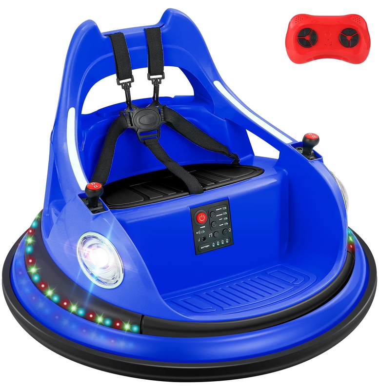 12V Blue Toddler Bumper Car Ride-On 360° Spin Remote Control with 5 LED Lights0