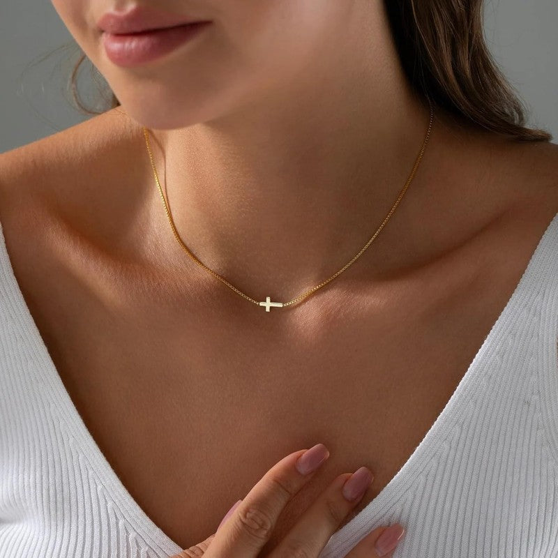 14K Gold/Silver Plated Dainty Cross Necklace for Women Religious Gift Jewelry2