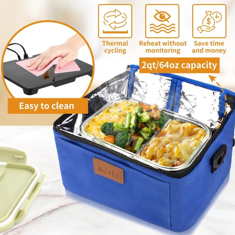 Portable Electric Lunch Box Oven Food Warmer 3 in 1 12V 24V 110V Blue2