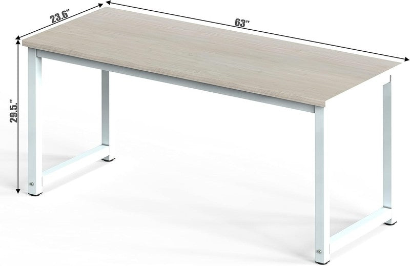63'' Large 2 Person Office Desk Wide Computer Writing Desk White Oak1