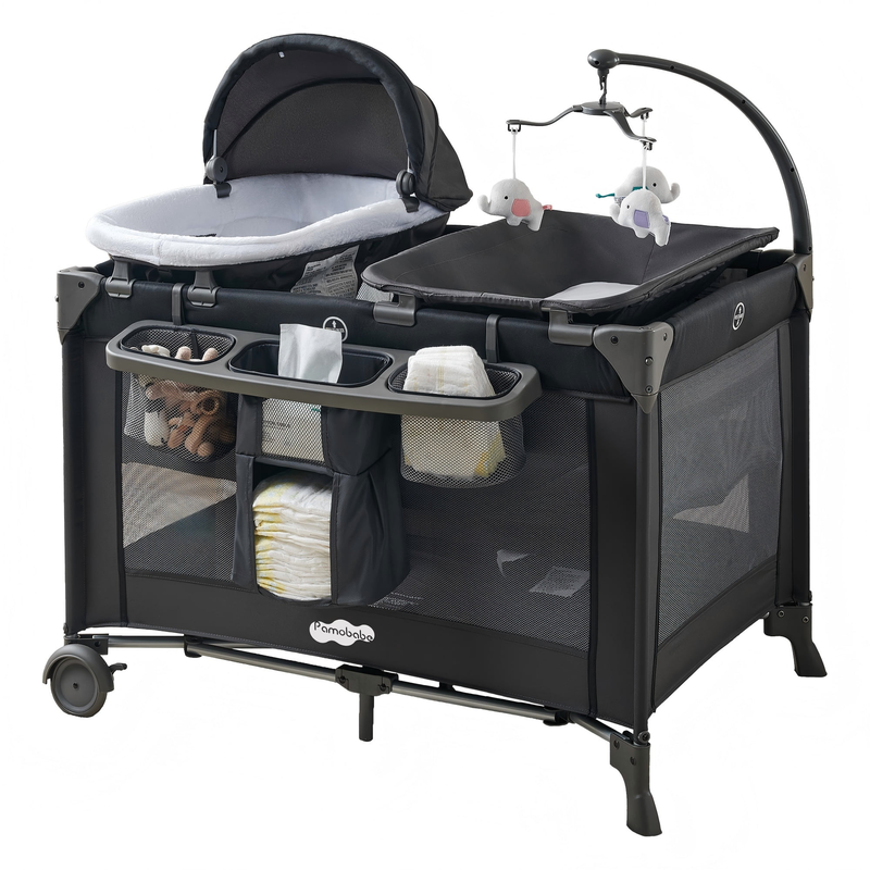 4-In-1 Baby Playard with Bassinet & Changing Table for Newborn0
