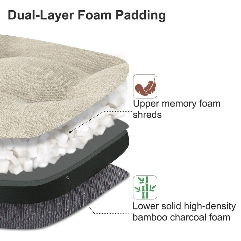 3.5" Tufted Memory Foam Chair Cushions 16.5"x16.5" Non-Slip Beige1