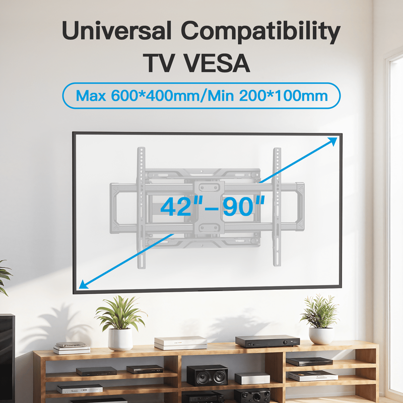 Full Motion TV Wall Mount Bracket with Tool Free Tilt for 42 90 Inch Tvs, 6 Arti7