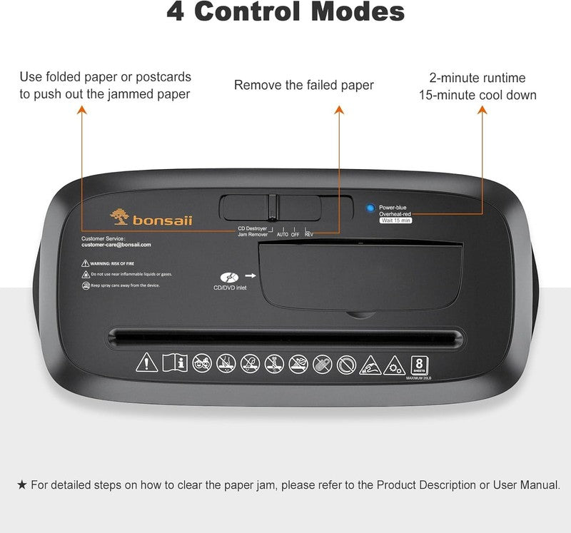 8-Sheet Home Paper Shredder with CD/Credit Card Slot & Overheat Protection5