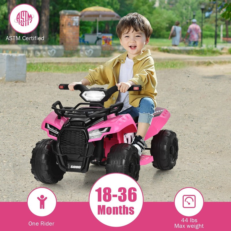 6V Kids ATV Quad Electric Ride on Car Toy Toddler with LED Light MP3 Pink6