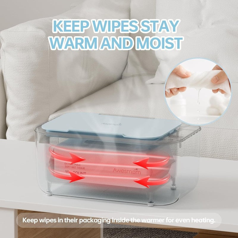 Baby Wipe Warmer Adjustable Temp Silent Heating Large Capacity Blue7