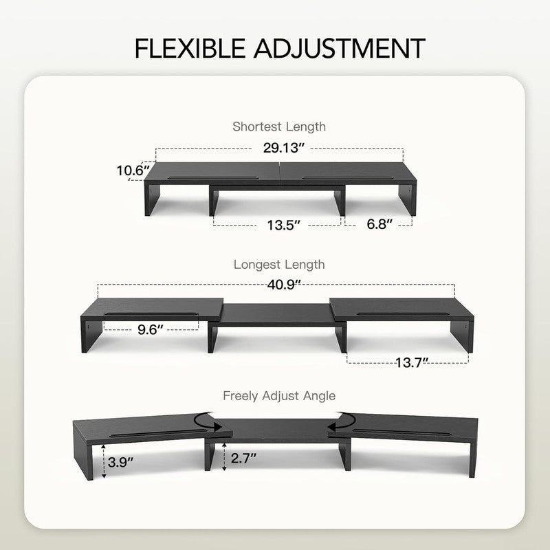 Adjustable Dual Monitor Stand Riser with Organizer for Desk & Laptop5