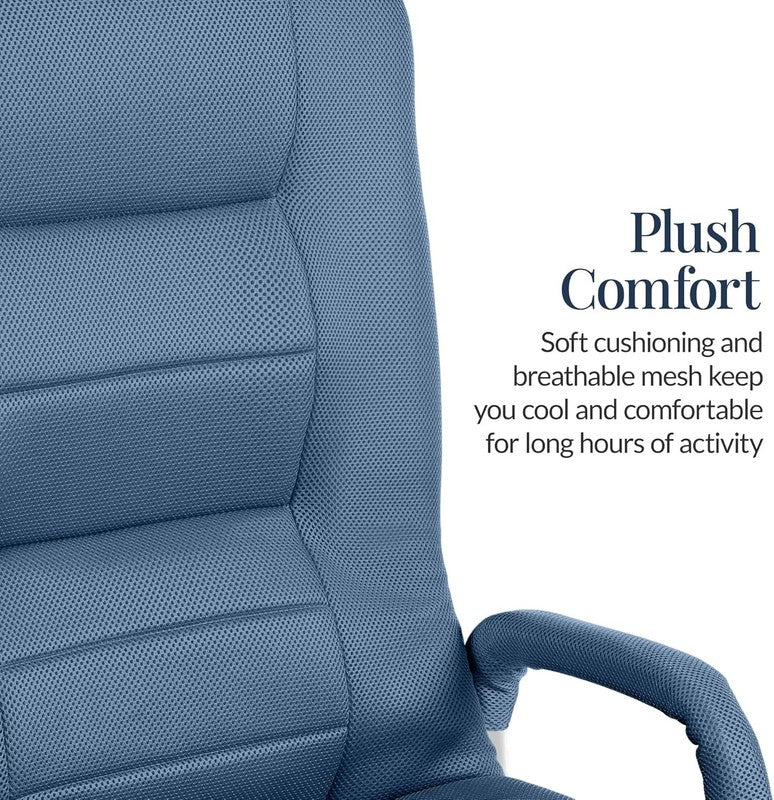 Gaming Floor Rocker Chair 360° Swivel, Lumbar Support, Dusty Blue4
