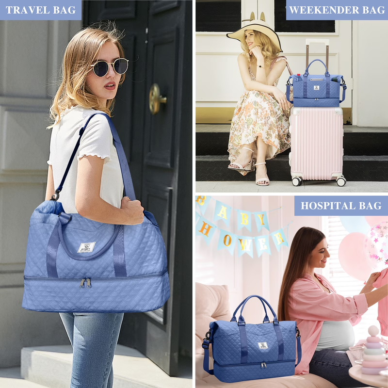 Travel Duffle Bag Weekender Bags for Women with Shoe Compartment Carry on Overni3