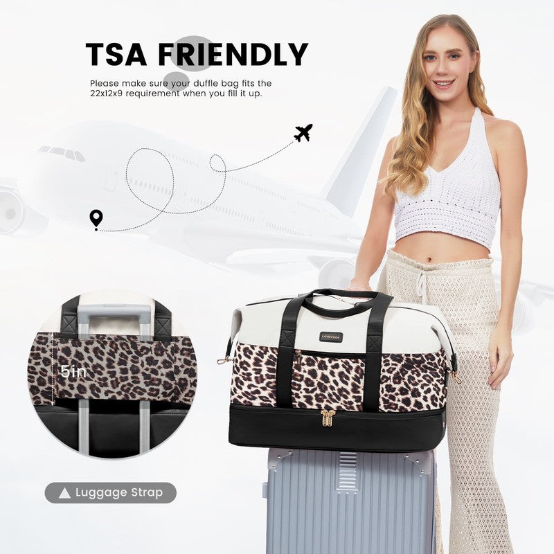 Women Travel Duffel Bag Large Weekender Gym Bag Shoe Compartment Packing Cubes2