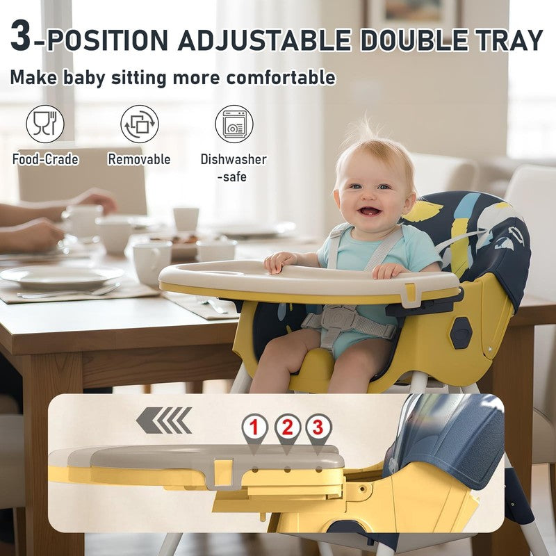 Baby High Chair, 4 in 1 Convertible Highchair for Babies & Toddlers, Double Tray4