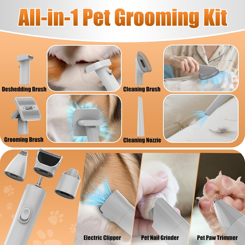Dog Grooming Vacuum and Kit with Clipper Nail Trimmer Grinder, 12000Pa Pet Vacuu2