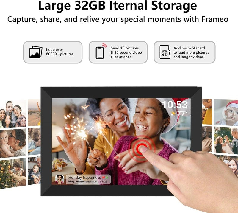 32GB FRAMEO 10.1 Inch Smart Wifi Digital Photo Frame 1280X800 IPS LCD Touch Scre4