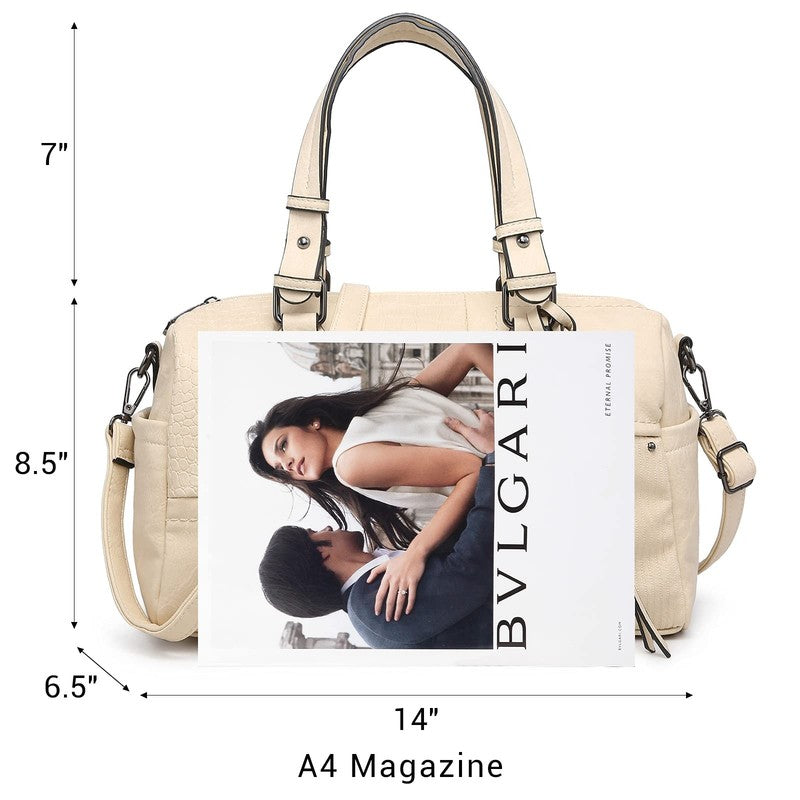 Women Soft Vegan Leather Barrel Bags Large Top Handle Totes Satchel Handbags Sho3