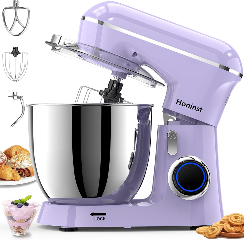 6.5QT Stand Mixer 10 Speed Tilt Head Kitchen Mixer Purple Baking Tool7