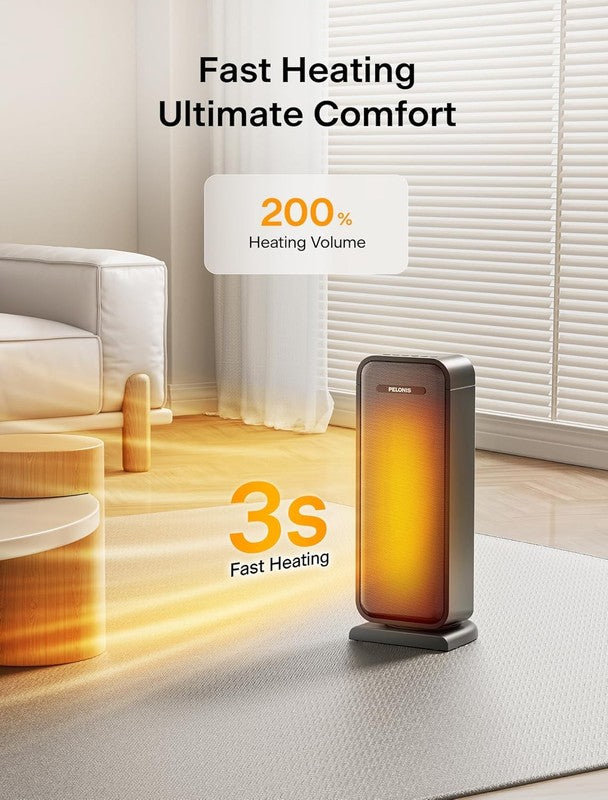 1500W Electric Space Heater for Indoor Use with Thermostat, Oscillation and Remo1