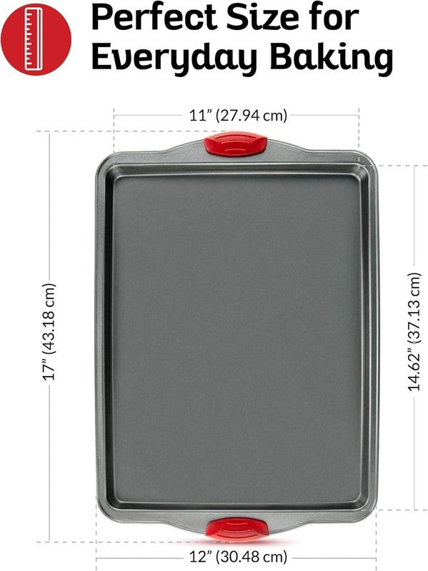 Nonstick Baking Sheet Set of 3 – Heavy Gauge Carbon Steel Cookie Trays, 4