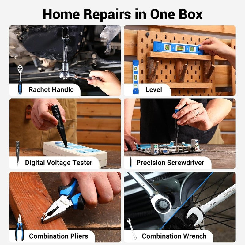 12V Cordless Drill Tool Kit Hand Toolbox Mechanic Set Home Repair Blue8
