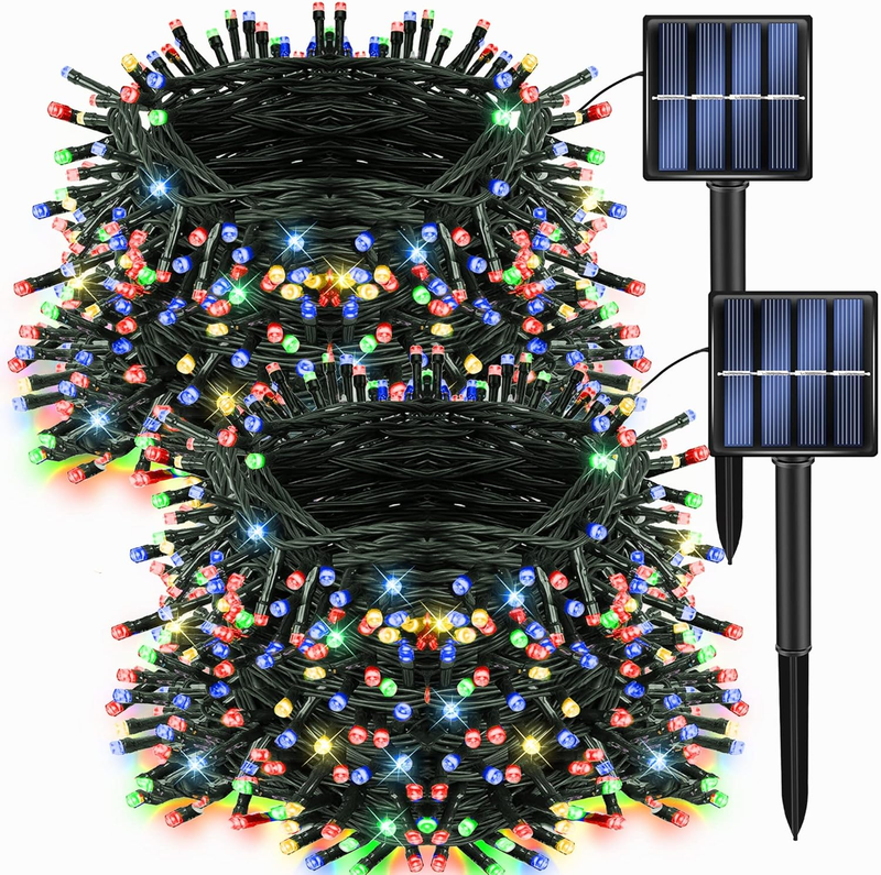 2 Pack Total 400LED 132FT Multi-Colored Christmas Solar String Outdoor Lights, S9
