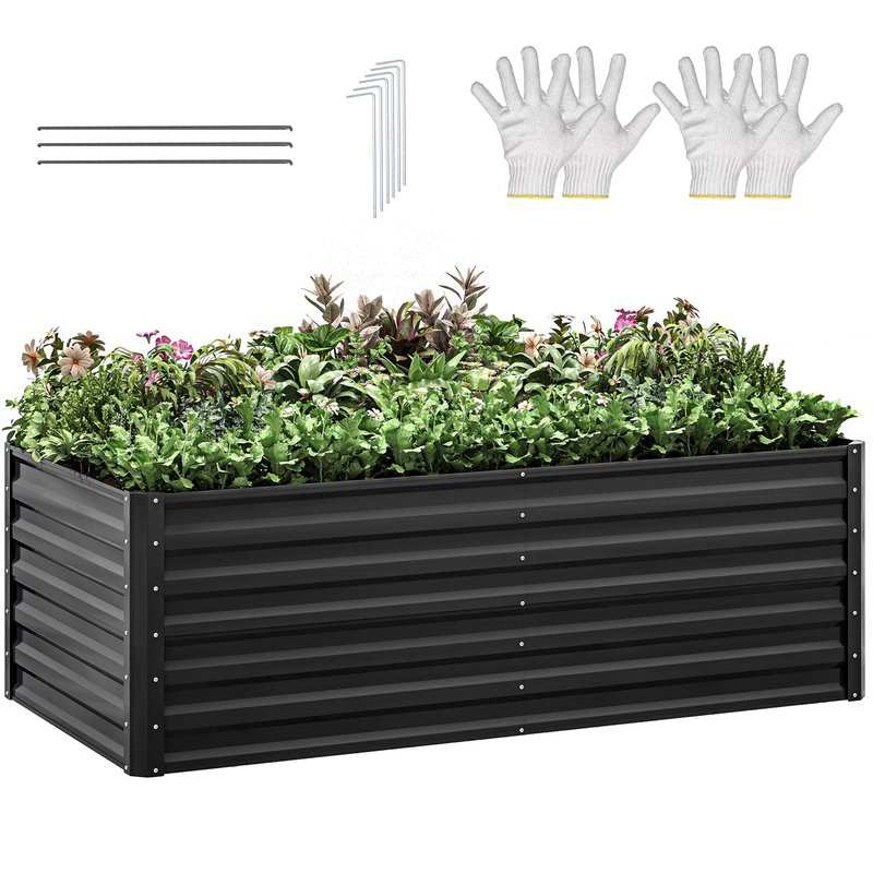 6Ftx3Ftx2Ft Large Raised Garden Bed Kit,Outdoor Galvanized Metal Patio Planter B9