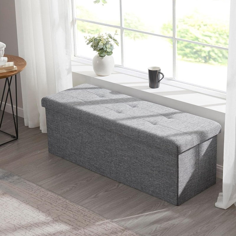 43'' Folding Storage Ottoman Bench Foot Rest Chest Bedroom Large Gray6