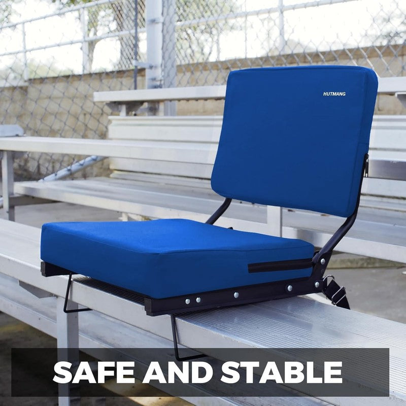 Portable Stadium Seat Chair w/ Back Support Swivel Cushion Strap Blue6