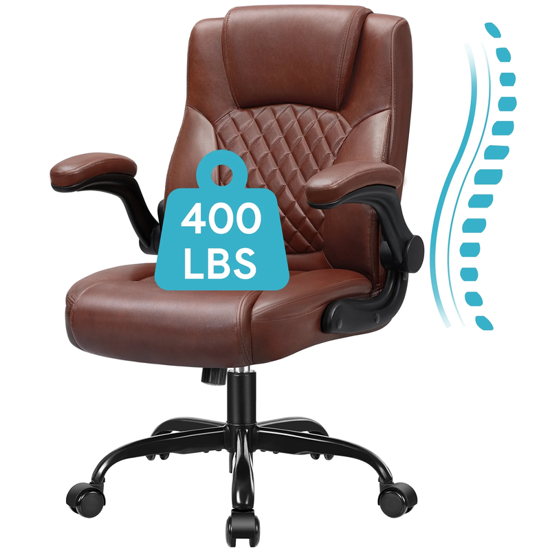 Executive Leather Office Chair High Back Big Tall Dark Brown11