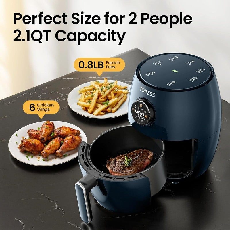 2.1Qt Small Air Fryer 4-in-1 Digital Nonstick Dishwasher Safe BPA-Free Dark Blue3