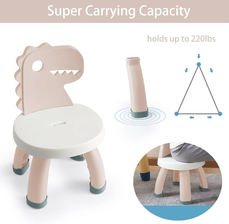 Toddler Dino Chair Plastic Kids Chair Ergonomic Step Stool Indoor Outdoor Pink5