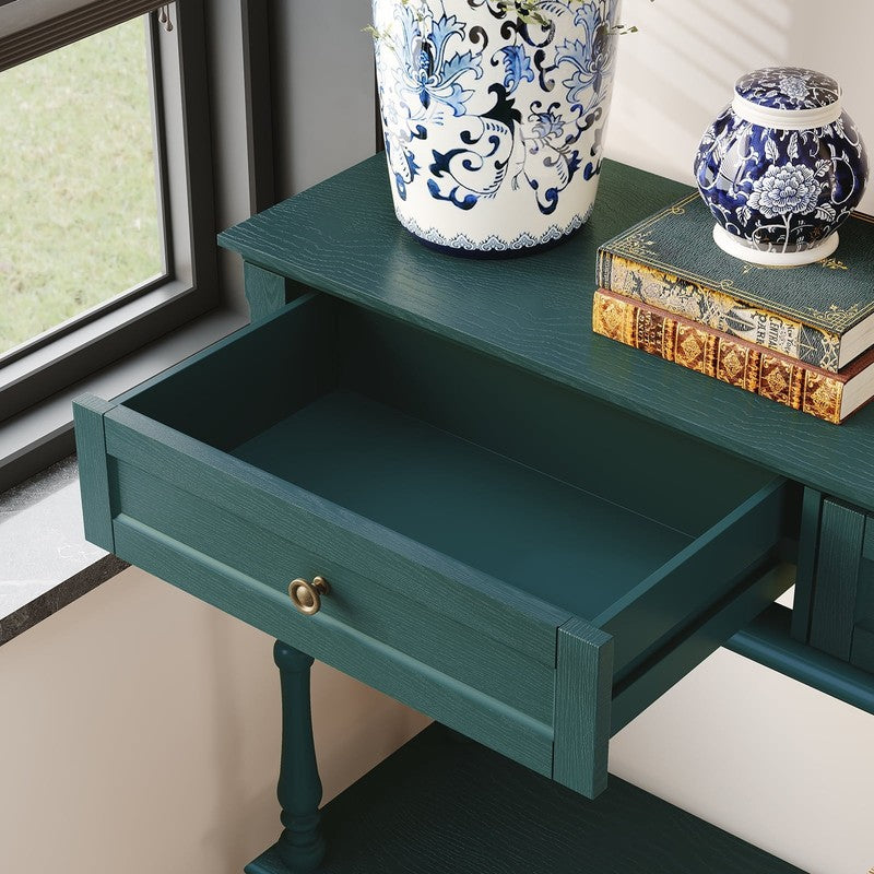 40” Modern Console Table Entryway Sofa Table w/ 2 Drawers Green4
