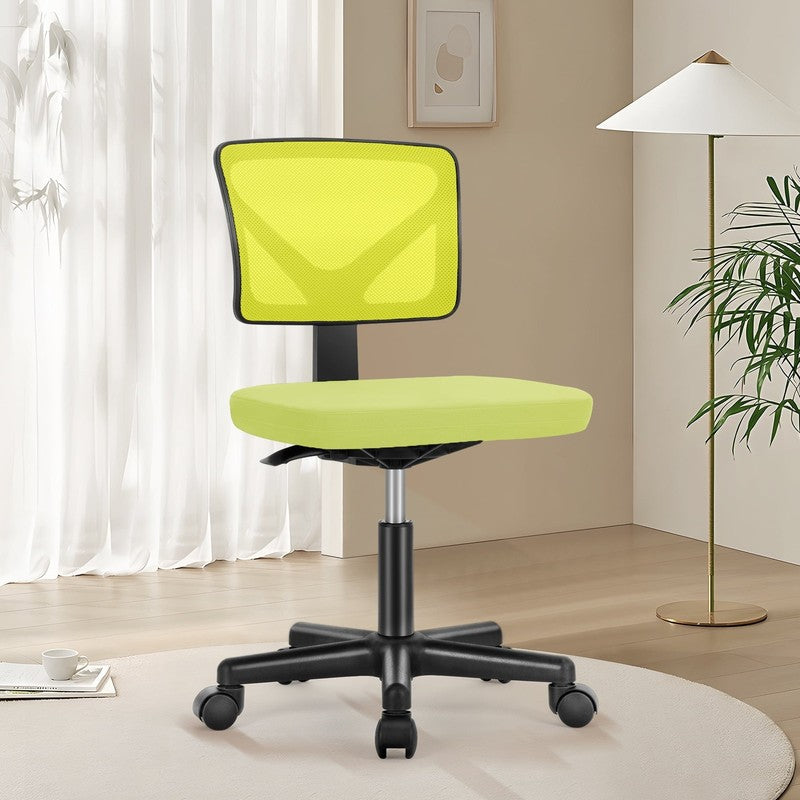 Home Office Desk Chair Armless Mesh Swivel Adjustable Low Back Green1