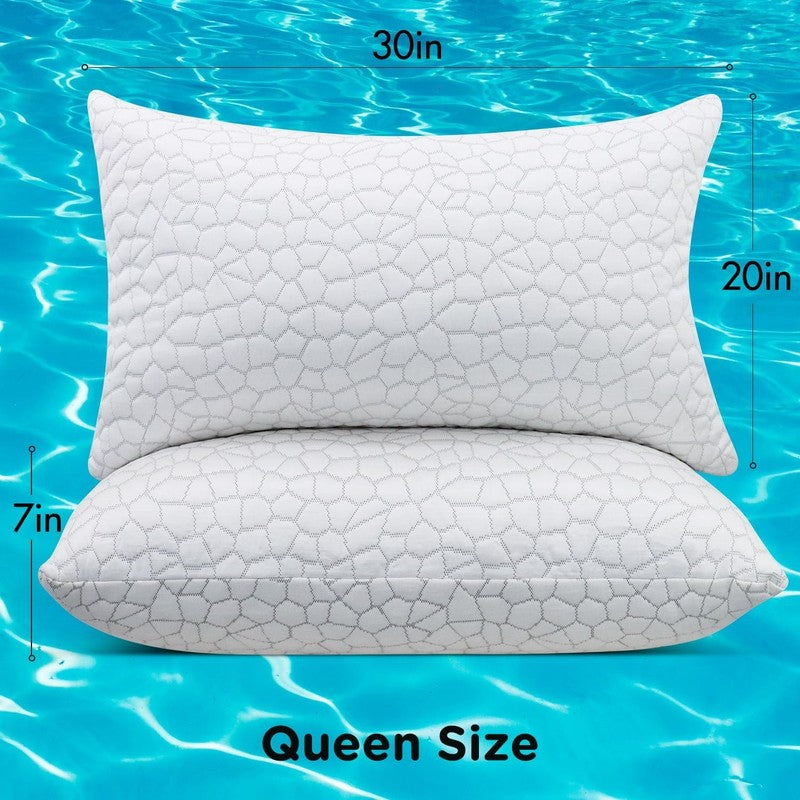 Cooling Pillows Queen Set of 2, Shredded Memory Foam, Adjustable Firm Pillow7