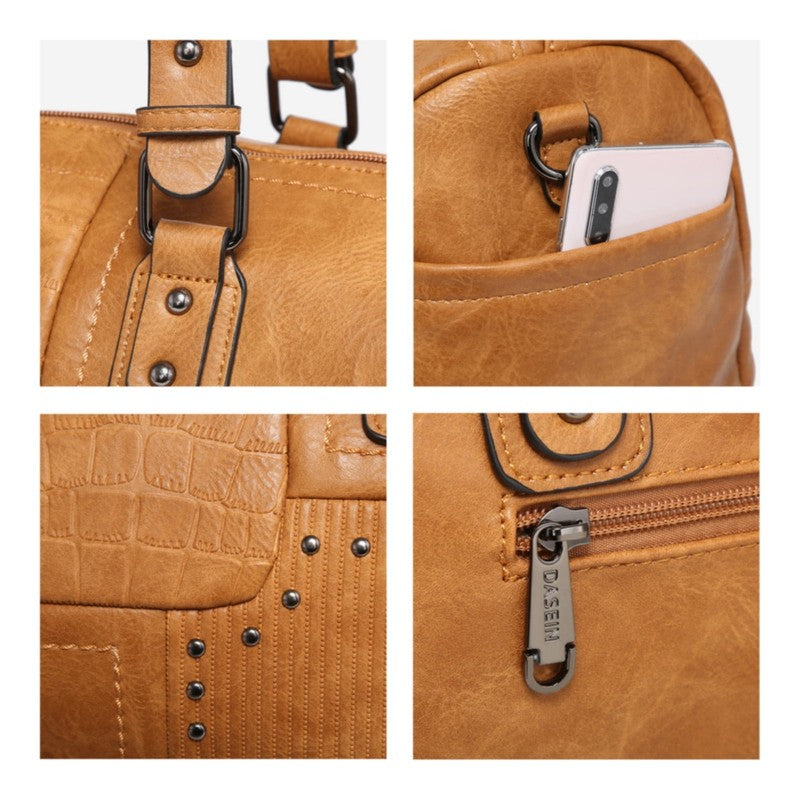 Women Soft Vegan Leather Barrel Bags Large Top Handle Totes Satchel Handbags Sho4