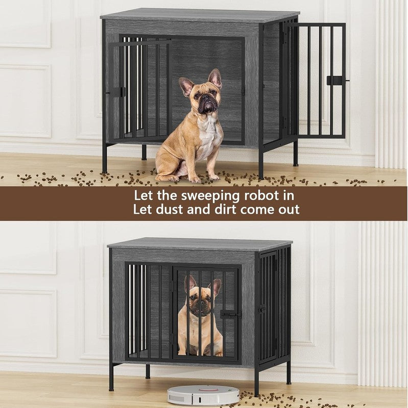 Dog Crate Furniture 28.15" Indoor TV Stand Single/Double Small Dogs Dark Gray2