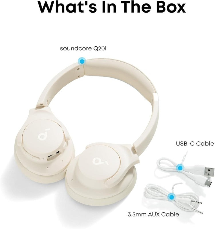 Q20I Wireless Noise Cancelling Headphones, 40H Playtime, Hi Res Audio, White7