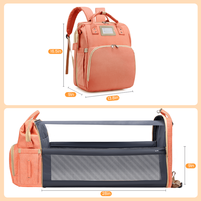 Diaper Bag Backpack w/ Changing Station USB Port Crib Pink Large1