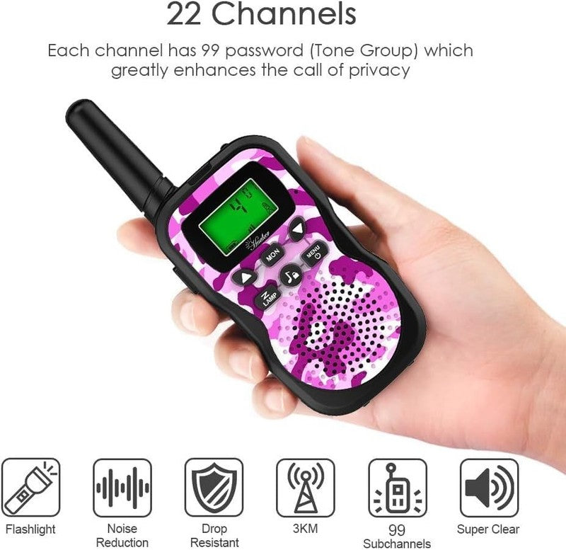 Kids Walkie Talkies 3 Pack 22CH Toy Radios w/ Flashlight LCD 3km Range3