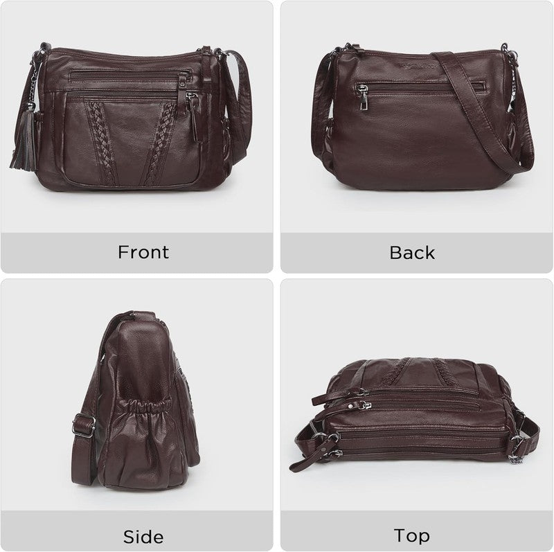 Women Crossbody Bag Tassel PU Leather Shoulder Handbag Purse Pocketbook3