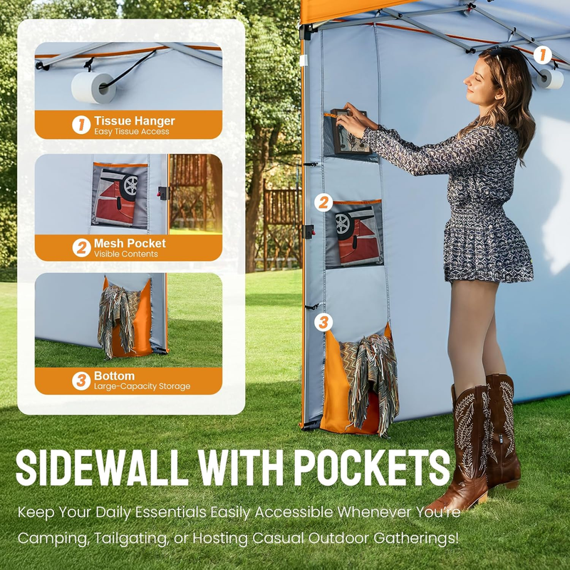 Canopy Tent 10x10 Pop Up Outdoor Shelter w/ Sidewall UV Protection Orange3