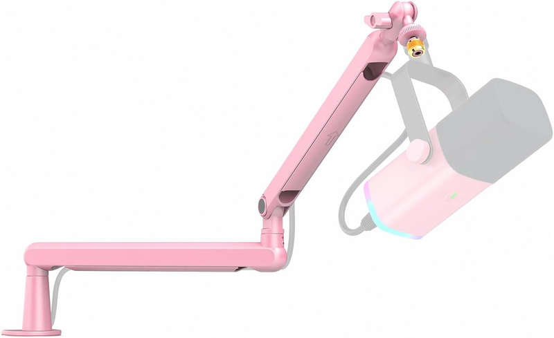 Low Profile Pink Boom Arm Mic Stand with Cable Management for Streaming Podcast10