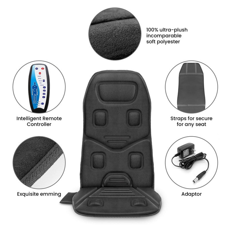 Back Massager Chair Pad, 10 Motors Vibration Massage Seat Cushion with Heat, 3